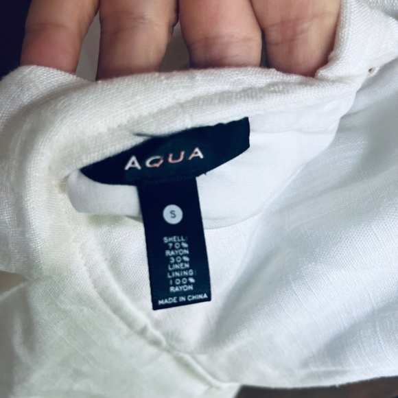 Aqua Corset  Lace Up Stitched Straps Linen White Mini Dress - 100% Exclusive S - Picture 12 of 13